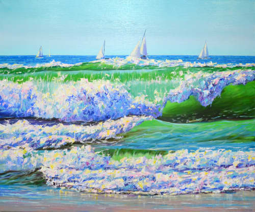 Sea adventure 6. | Oil And Acrylic Painting in Paintings by IRYNA KASTSOVA. Item made of canvas works with coastal & mediterranean style