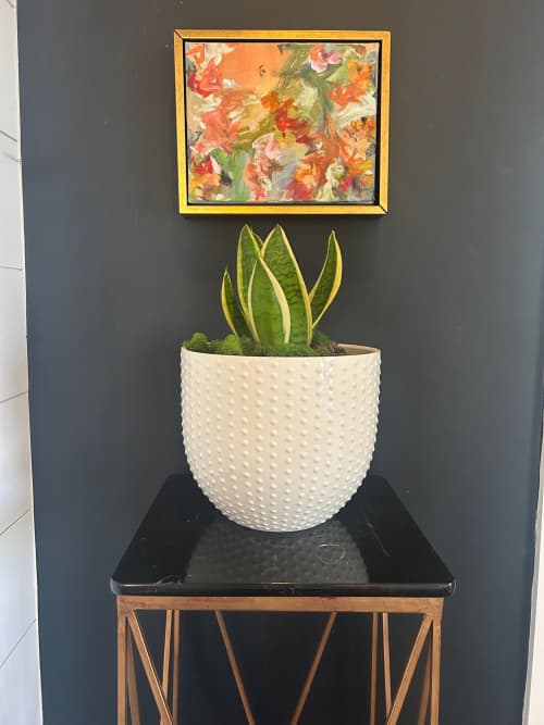 Wiggle Room | Mixed Media by Susan Skelley. Item made of canvas works with boho & contemporary style