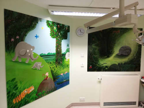 Jungle day and sleepy night | Murals by James Croft | Charles Clifford Dental Hospital in Sheffield. Item composed of synthetic