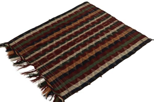 Antique Tribal Kilim rug in Green and Red Stripes | Area Rug in Rugs by Rug and Kilim