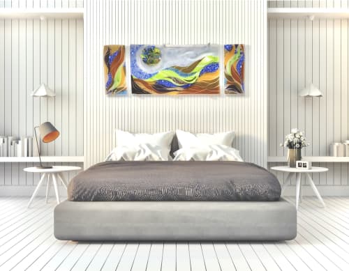 Layered Life- Large Glass Mural | Wall Sculpture in Wall Hangings by Bonnie Rubinstein Glass Studio. Item composed of glass