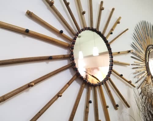 Decorative Mirror ,Bamboo Mirror, Ornament Mirror | Decorative Objects by Magdyss Boutique. Item made of bamboo & glass compatible with boho and contemporary style