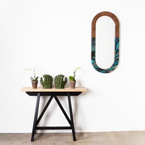 Lucille Marbleized Mirror (symmetrical) | Decorative Objects by Lower Astronomy Studios. Item made of wood works with contemporary & modern style
