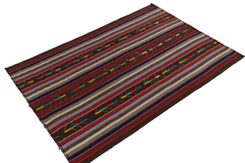 1950s Vintage chaput Kilim rug in Beige-Brown, Red | Area Rug in Rugs by Rug and Kilim