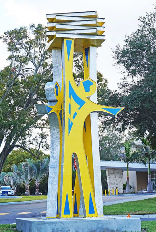 Reaching for Knowledge - Sculpture | Public Sculptures by Gus Lina Art. Item made of aluminum