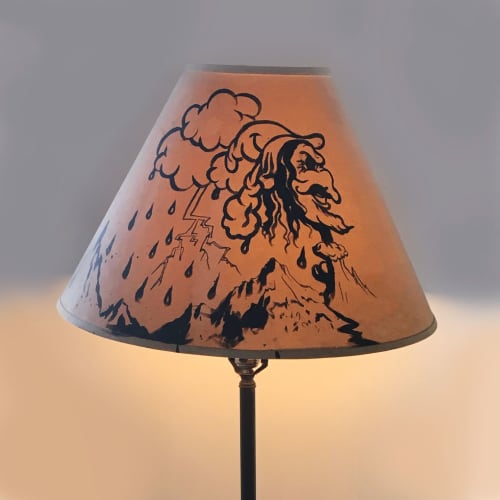 Custom painted lamp shade | Table Lamp in Lamps by Victor Castillo. Item made of fabric