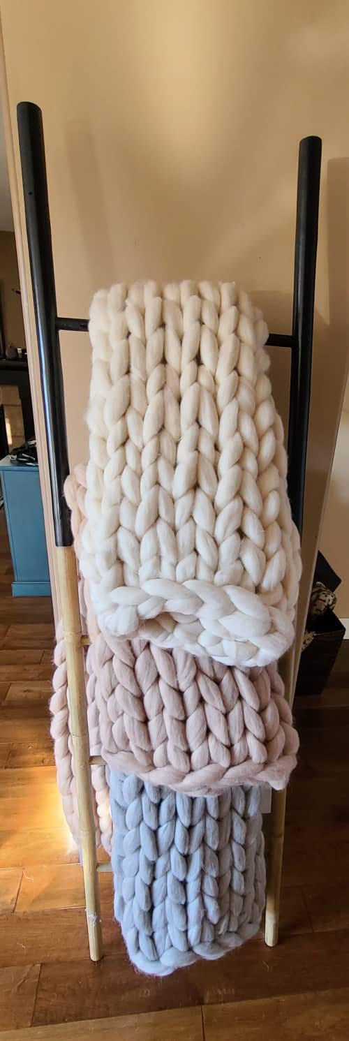 40"×60" Merino Wool blanket | Linens & Bedding by Knit Like A Boss. Item composed of fabric