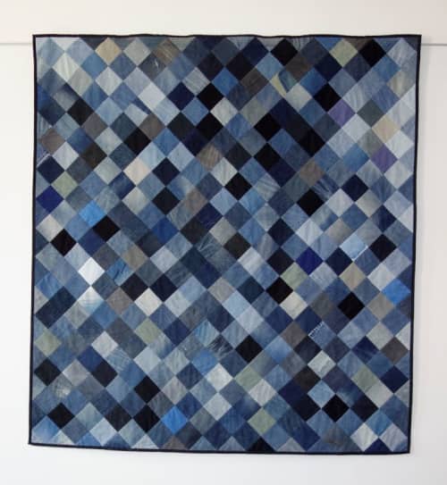 Denim Quilt | Universe IV | Tiles by DaWitt | Daniela Witt Studio in Leipzig. Item made of cotton works with minimalism & contemporary style