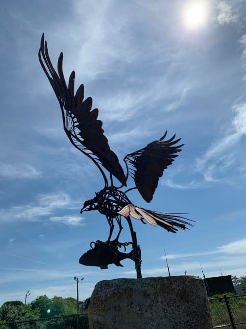 Pandion Haliaetus | Public Sculptures by Wendy Klemperer Art Inc | Newburyport Harborwalk Rail Trail in Newburyport. Item made of steel