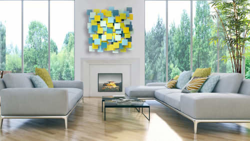 "Playtime" Glass and Metal Wall Art Sculpture | Wall Sculpture in Wall Hangings by Karo Studios. Item composed of metal and glass