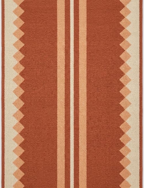 Handwoven Woolen Terracotta Runner Rug | Rugs by Evergreen Carpets. Item composed of wool compatible with boho and minimalism style