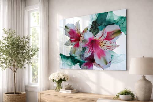 Pink Lily Fantasy II | Prints by Amber Lamoreaux Art. Item made of metal compatible with boho and contemporary style