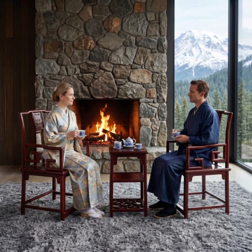 Legacy Ming Style South Official's Hat Armchair Trio Set | Chairs by Dynasty Artisan. Item made of wood works with contemporary & eclectic & maximalism style