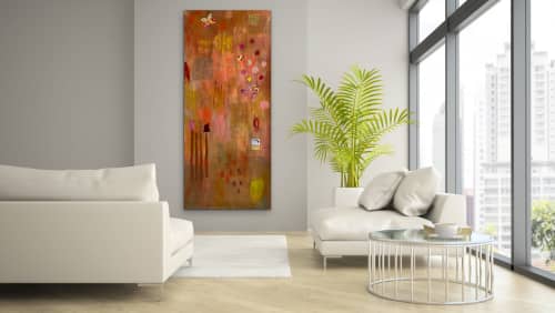 Yellow Ochre Vertical | Oil And Acrylic Painting in Paintings by Pam (Pamela) Smilow. Item made of canvas & synthetic