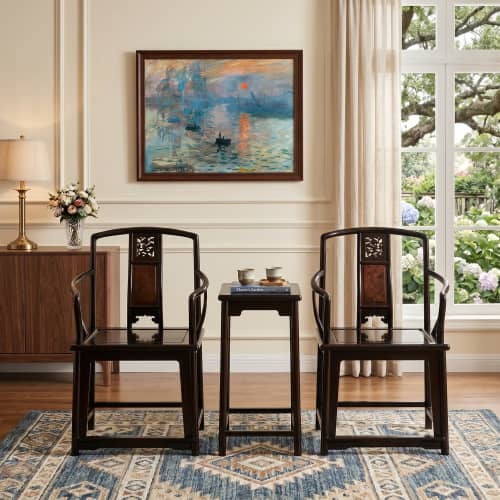 Ming Scholar Dragon Burl Southern Official Hat Set Armchair | Chairs by Dynasty Artisan. Item composed of wood in contemporary or eclectic & maximalism style