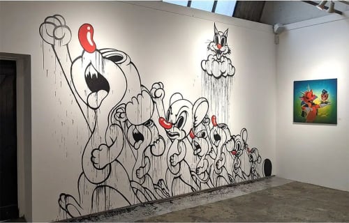 Custom wall painting with drips | Murals by Victor Castillo | StolenSpace Gallery in London. Item composed of synthetic