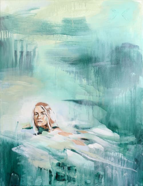 Reflect. | Oil And Acrylic Painting in Paintings by Hannah Chloe. Item made of canvas compatible with boho and coastal style