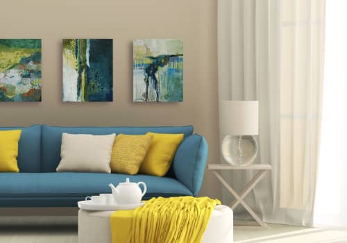 Yoga Trio | Mixed Media by Kathy Ferguson Art. Item composed of paper & synthetic