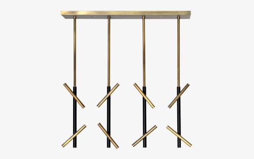 Irregular Four Light Ceiling Lamp | Chandeliers by LAGU. Item composed of brass in art deco or modern style