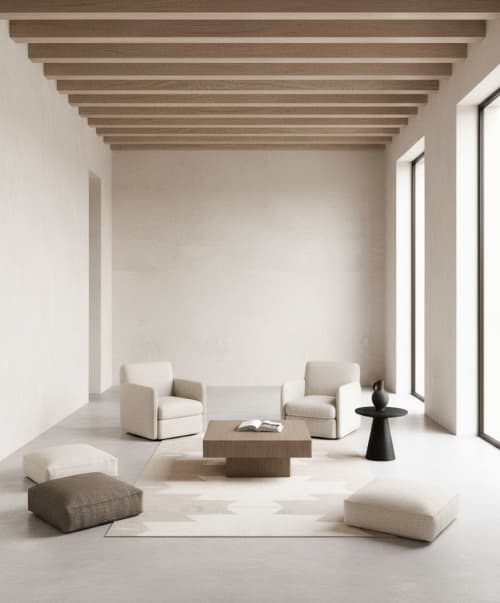 Beige Cleo Handmade Rug | Runner Rug in Rugs by Mumo Toronto. Item composed of fabric