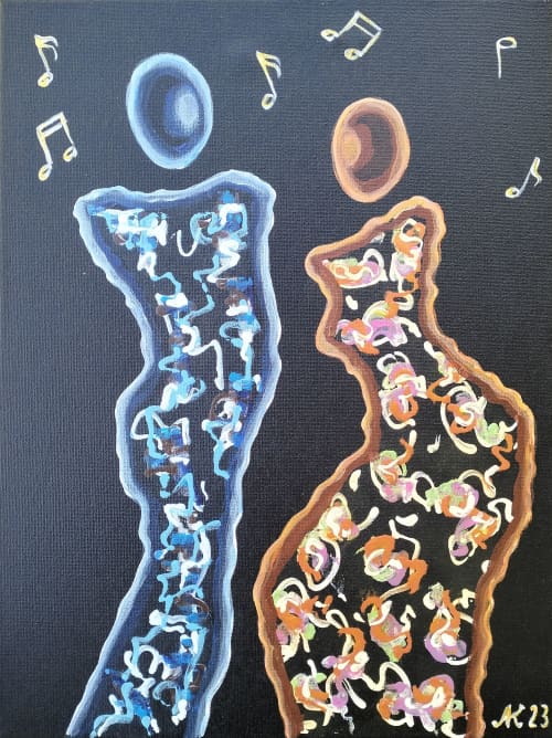 Dancing queen | Oil And Acrylic Painting in Paintings by Lena Kolambet. Item made of canvas works with minimalism & contemporary style
