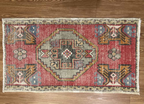 Hand-woven Turkish Rug Doormat| 1.8 x 3 | Small Rug in Rugs by Wool and Rug. Item made of wool works with boho & contemporary style