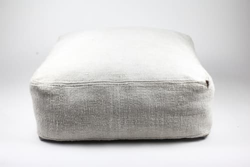 Dark Blue Hemp Floor Poufs | Pillows by HOME. Item made of cotton