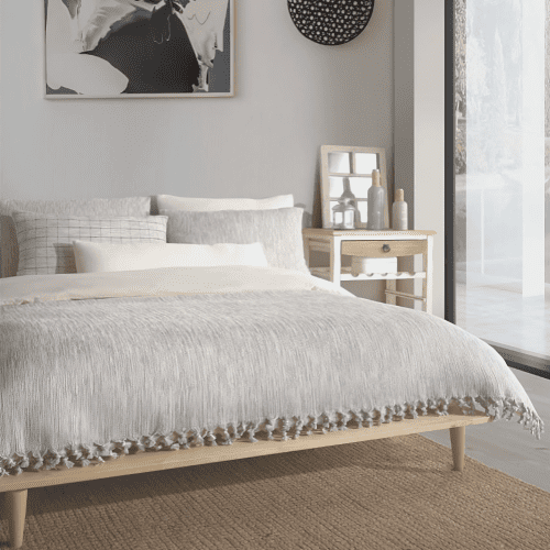 Organic Cotton Grey Throw Blanket & Bed Spread | Linens & Bedding by Lumina Design. Item made of cotton compatible with mid century modern and country & farmhouse style