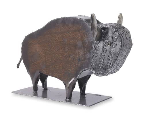 Wild Buffalo | Sculptures by Gatski Metal. Item composed of metal in country & farmhouse or eclectic & maximalism style
