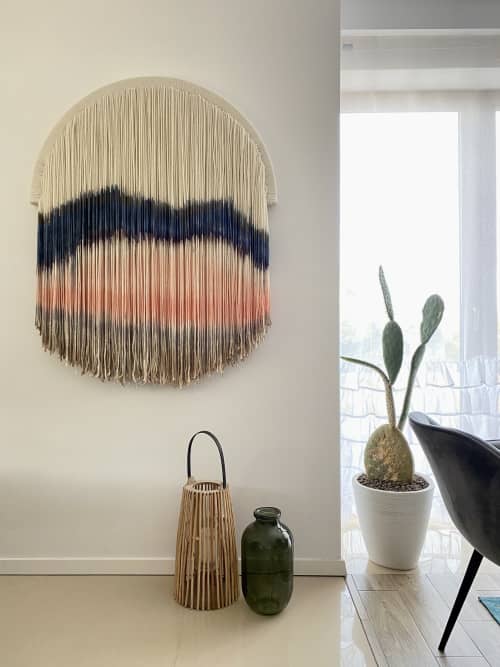 Circular Wall Art, Ornament wall decor | Tapestry in Wall Hangings by Olivia Fiber Art. Item composed of birch wood & wool compatible with boho and mid century modern style