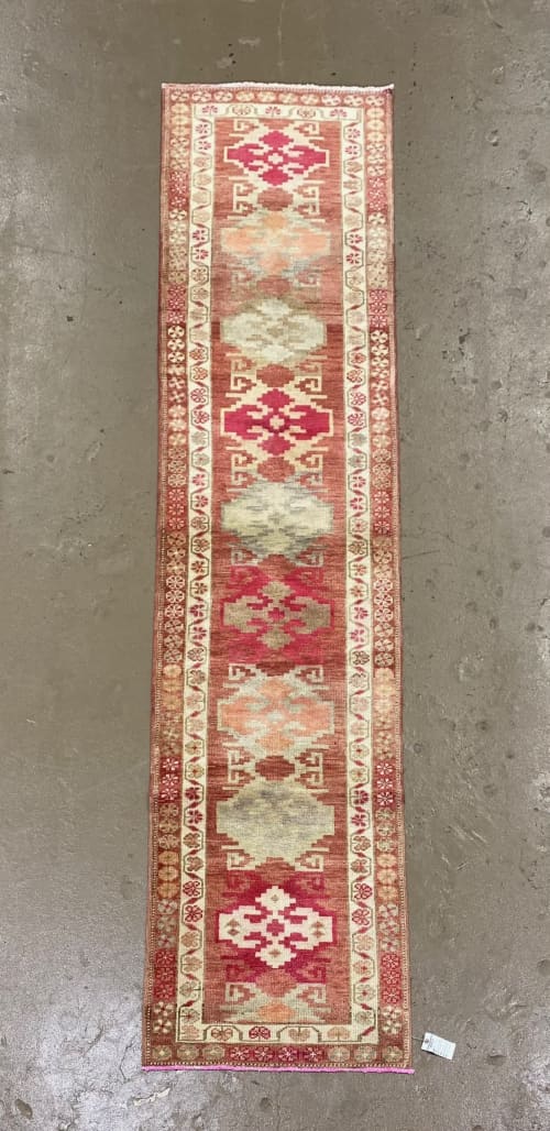 Vintage Turkish Herki Rug Runner | 2.9 x 12.4 | Area Rug in Rugs by Wool and Rug. Item composed of wool in boho or mid century modern style