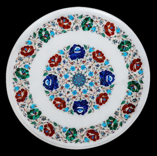white marble table, coffee table, end table, tabletop | Tables by Innovative Home Decors. Item made of marble works with country & farmhouse & art deco style