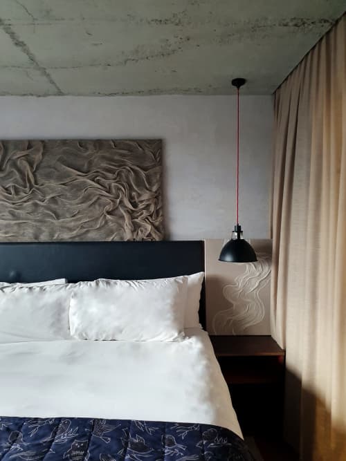 Unfolding IV | Tapestry in Wall Hangings by Saskia Saunders | Treehouse Hotel London in London. Item made of cotton & fiber compatible with minimalism and contemporary style