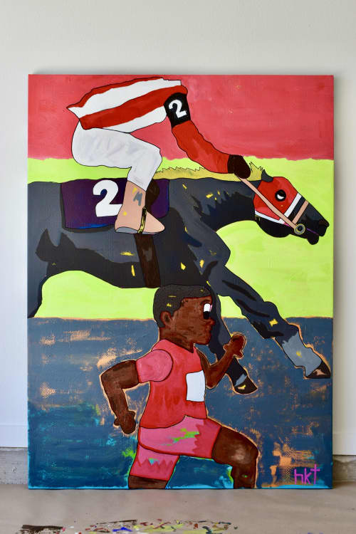 No Face No Race | Oil And Acrylic Painting in Paintings by Hokett. Item made of leather works with art deco style