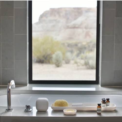Bath Collection | Toiletry in Storage by Tina Frey | Amangiri in Canyon Point. Item made of stoneware with synthetic