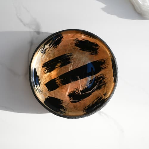 The Brush Series #001: Carbon Black and Gold | Decorative Bowl in Decorative Objects by Carolyn Powers Designs. Item made of concrete with glass works with minimalism & contemporary style