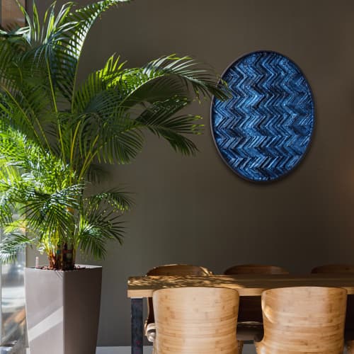 Brutalist Wood Wall Art: Oval 1 Encaustic | Wall Sculpture in Wall Hangings by Studio DeSimoneWayland. Item composed of birch wood in eclectic & maximalism or art deco style