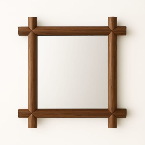Frame Mirror, Handmade Solid Wood, Minimal and Detailed Look | Decorative Objects by Flek Design. Item composed of wood in minimalism or mid century modern style