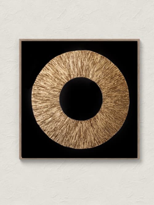 Gold and Black 3D Textured Painting | Oil And Acrylic Painting in Paintings by Berezart. Item made of canvas compatible with minimalism and contemporary style