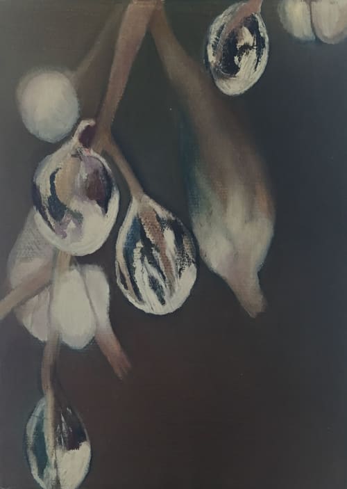 Private Collection:  Macro Raindrops, 3 | Oil And Acrylic Painting in Paintings by MELISSA RENEE fieryfordeepblue  Art & Design. Item composed of wood & canvas compatible with contemporary and eclectic & maximalism style