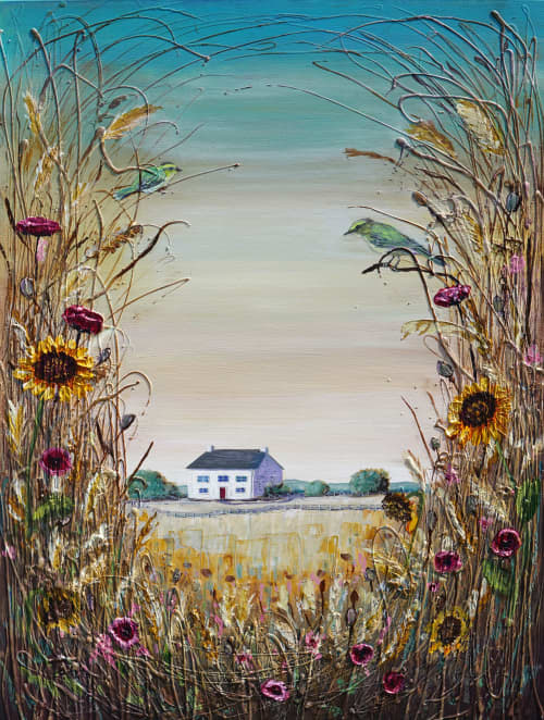 Welsh Cottage Serenity — Original Mixed Media Painting | Oil And Acrylic Painting in Paintings by DaggArt