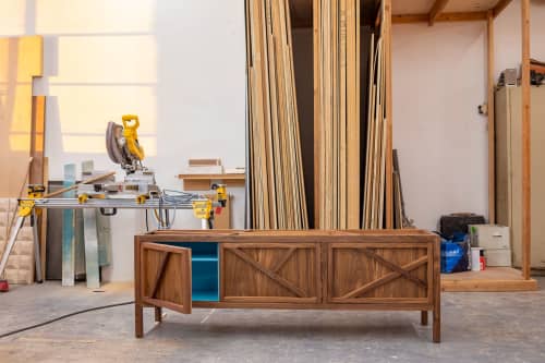 Inside-Out Largo Sideboard Cabinet Cerulean Blue | Storage by Sergio Mannino Studio. Item made of wood