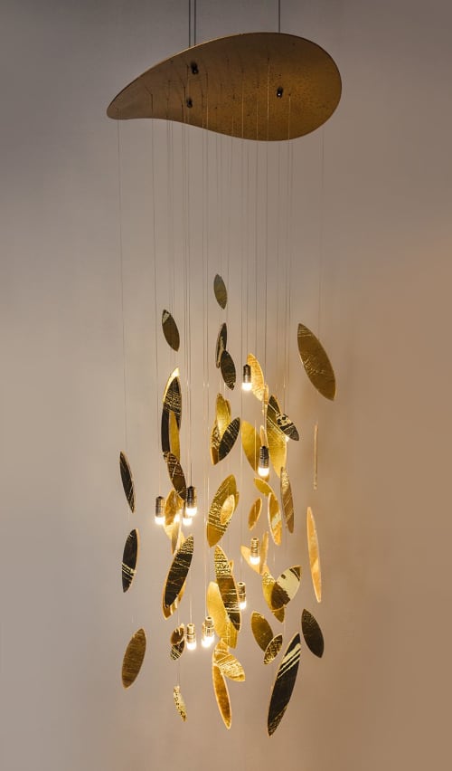 Feuillage Lumineux Gold Suspended Light | Chandeliers by Claudine Gevry Studio | Umbra & Lux in Vancouver. Item made of aluminum