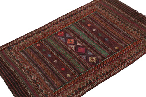Vintage Baluch Tribal Kilim in Burgundy with Geometric | Area Rug in Rugs by Rug and Kilim