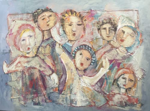 Family Time | Oil And Acrylic Painting in Paintings by Elaine Lanoue. Item made of canvas with synthetic