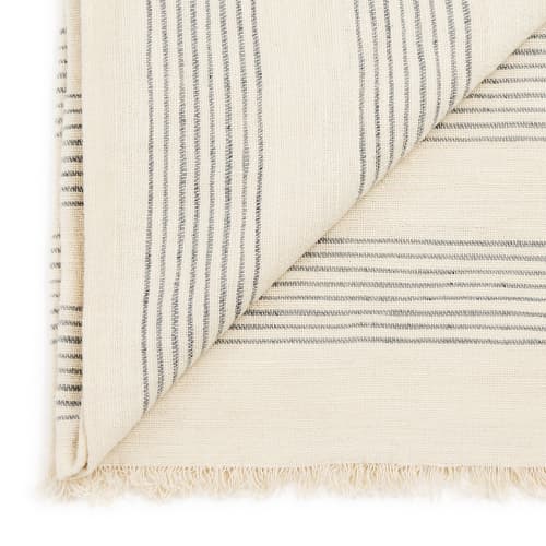 Silica Chalk Off White And Gray Stripes Pattern Soft Handwov | Throw in Linens & Bedding by Studio Variously. Item works with minimalism & contemporary style
