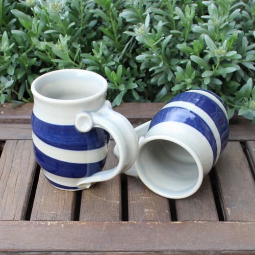 Cobalt swirl mugs | Drinkware by Jill Spawn Ceramics. Item composed of stoneware
