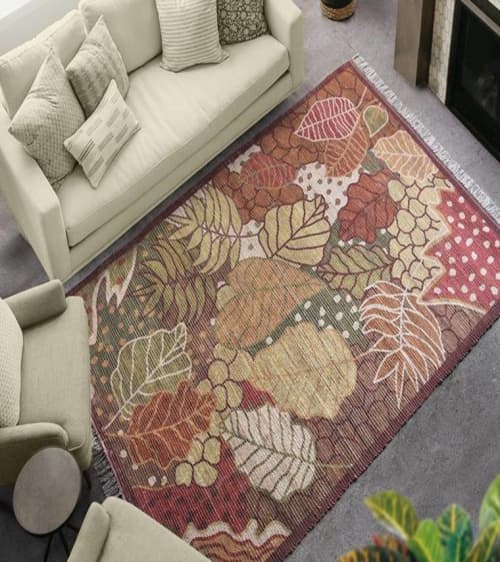 Handwoven Printed - Jute/Polyester Chenille- Mutmal Rug | Area Rug in Rugs by Selligram. Item made of wool compatible with contemporary and mediterranean style
