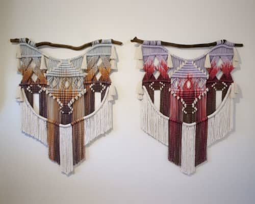 Macrame Wall Hanging "Desert Diptych" | Wall Hangings by Calla Michaelides Lokku. Item made of fiber works with boho & contemporary style