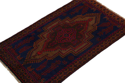 Rug & Kilim's Baluch Tribal Rug in Blue with Red & Brown | Area Rug in Rugs by Rug and Kilimarea